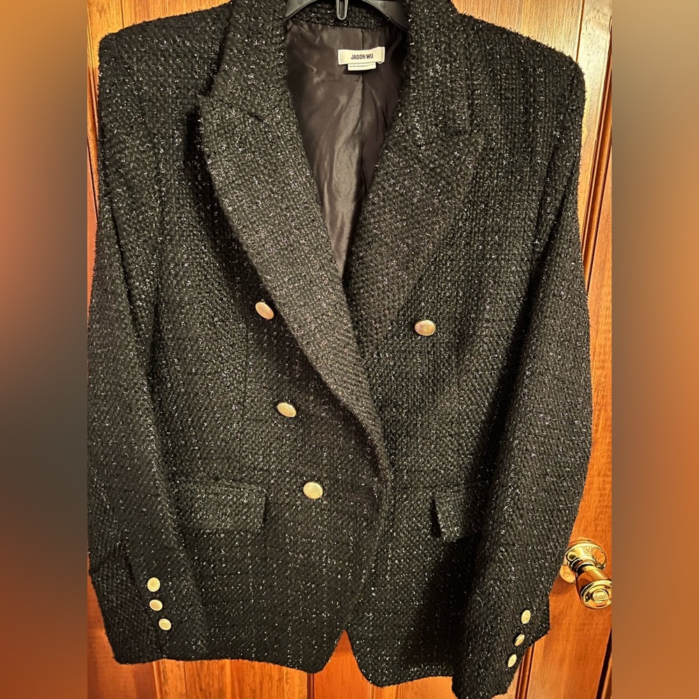 NWT Jason Wu black blazer with gold buttons, size L